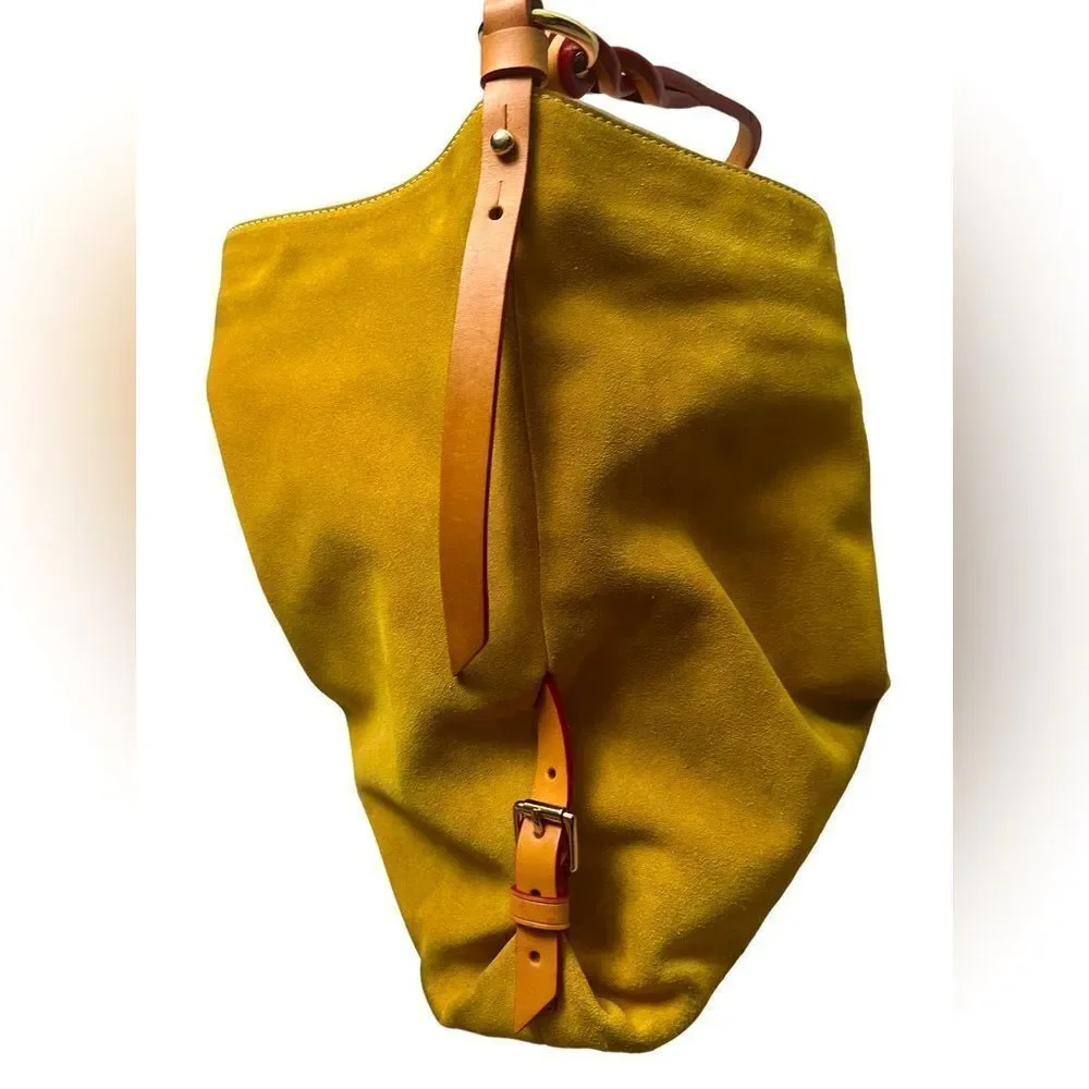 Vintage Dooney & Bourke Oversized Golden Suede Hobo Shoulder Bag Pre-Loved Cond
